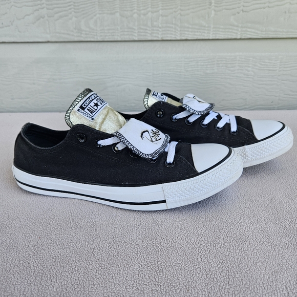 Converse CTAS Rock Star Low Top Sneaker Women SZ 9 Black Double Tongue - Picture 1 of 12
